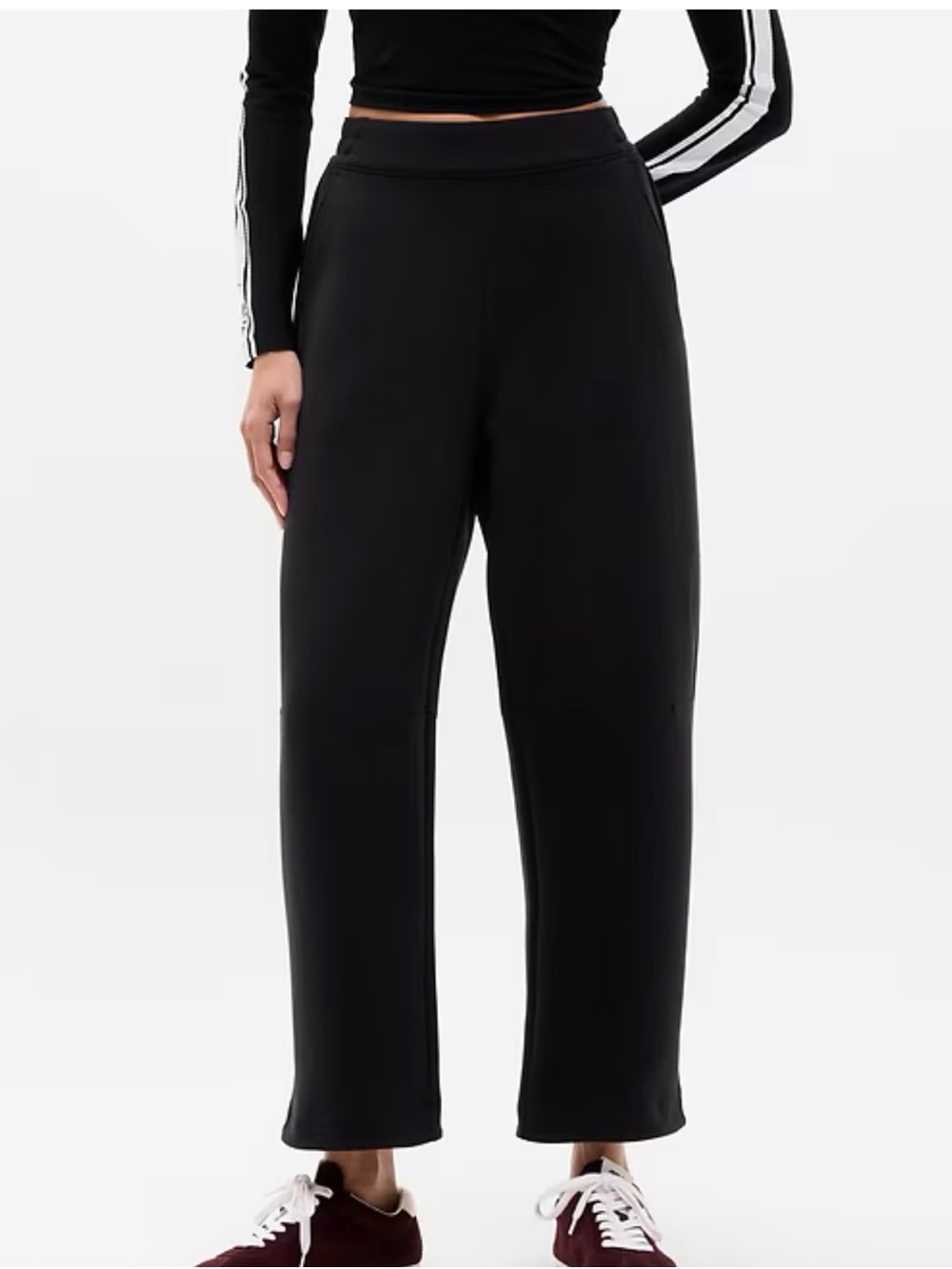 Athleta Black Wide-Leg Track Pants